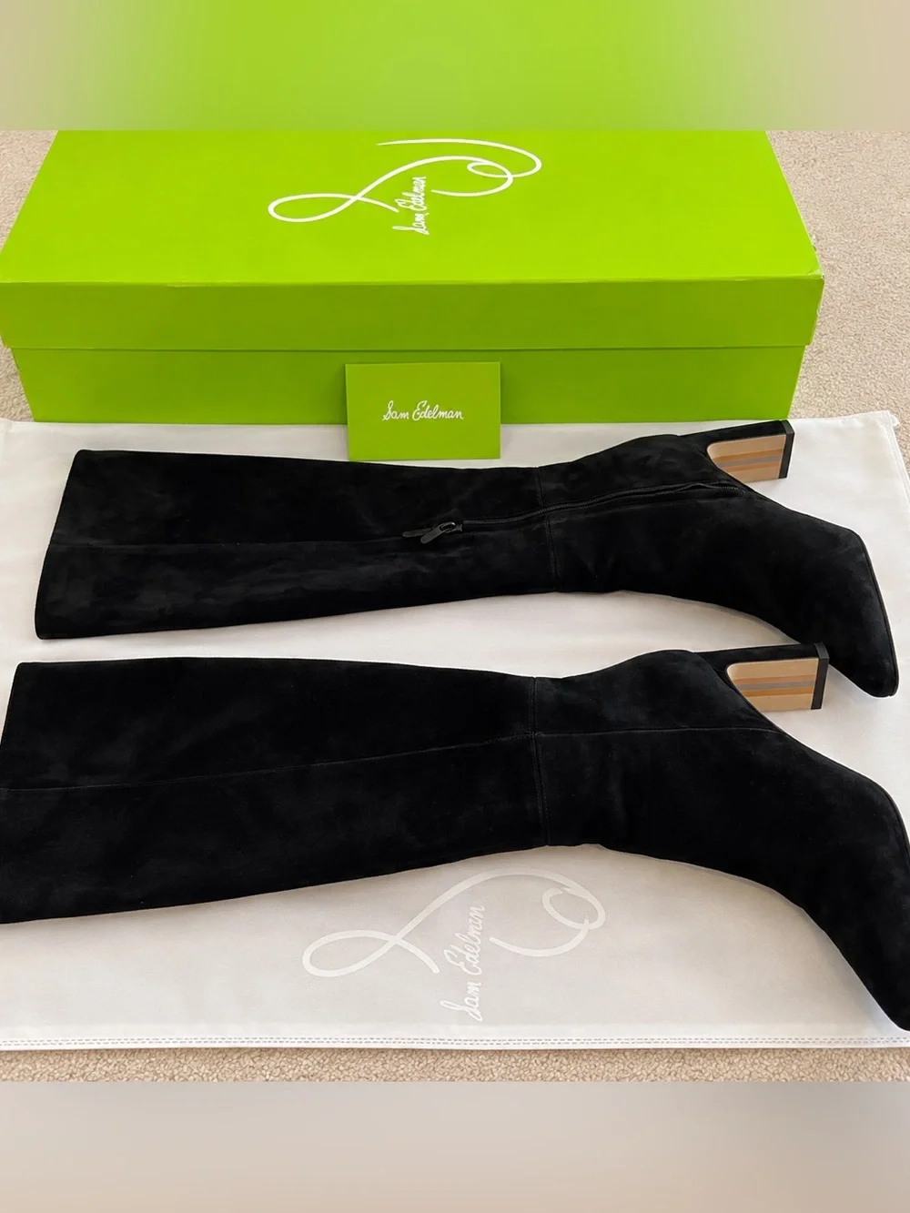 Sam Edelman Sylvia Black Suede Boots Size 7